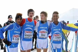 Quattro dei cinque compagni azzurri della squadra under20 - Foto Colombo(FIDAL)